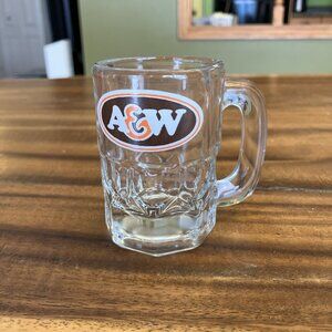 A&W Root Beer Mini Glass Cup W/Handle Large Logo